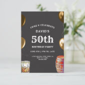 Hommes 50e anniversaire Invitation Whiskey Thème (Debout devant)