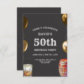 Hommes 50e anniversaire Invitation Whiskey Thème (Devant / Derrière)
