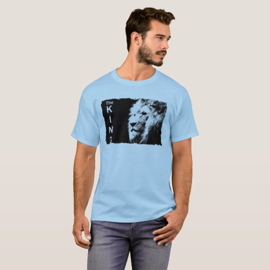 Hommes Basic TShirts Pop Art Lion face bleu clair (Devant entier)