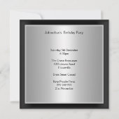 Hommes Black Silver Party Invitation enregistrer l (Dos)