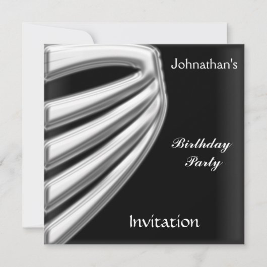 Hommes Black Silver Party Invitation enregistrer l (Devant)