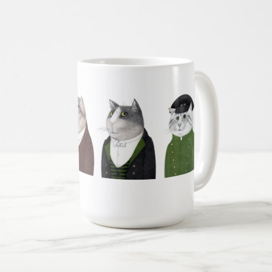 HOMMES CHATS Grande Tasse Blanche (Devant droit)