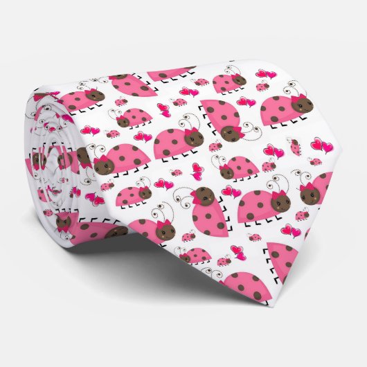 Hommes concepteurs Cravates Pink Ladybugs (Roulé)