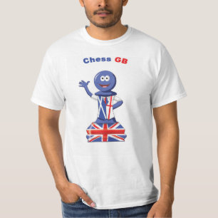 Hommes d'échecs GB drapeau pion t-shirt copyright