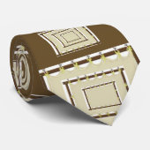 Hommes Designer Cravate Brown Beige (Roulé)