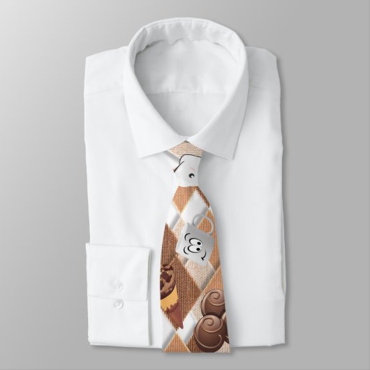 Hommes Designer Cravate Chocolat Chaud Marshmallow (Attaché)