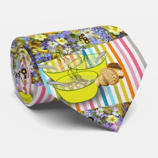 Hommes Designer Cravate Floral Strip Soupe (Roulé)