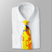 Hommes Designer Cravate Jaune Orange Coeurs Swans (Attaché)
