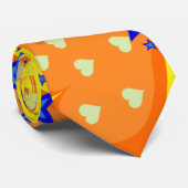 Hommes Designer Cravate Jaune Orange Coeurs Swans (Roulé)