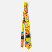 Hommes Designer Cravate Jaune Orange Coeurs Swans (Dos)