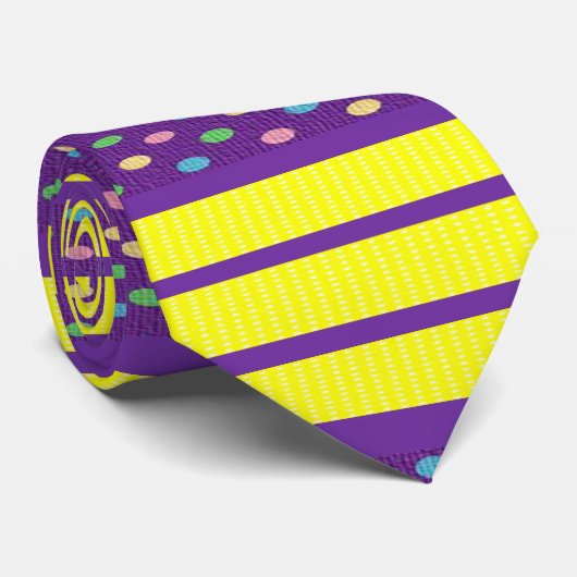 Hommes Designer Cravates violet jaune (Roulé)