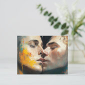 Hommes Embrasser la carte postale (Debout devant)