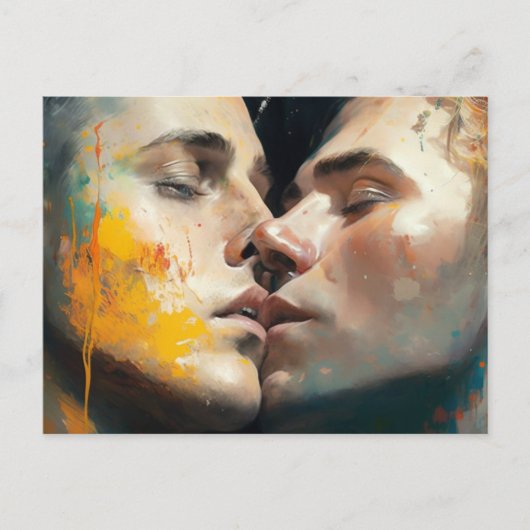 Hommes Embrasser la carte postale (Devant)