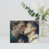 Hommes Embrasser la carte postale (Debout devant)