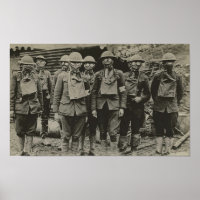Hommes en Masque à gaz Impression WWI