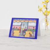 Hommes, femmes, chiens flirtant, carte de voeux de (Fleur jaune)