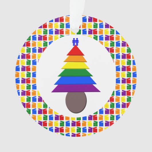 Hommes gais Arbre de Noël arc-en-ciel et présente (devant)