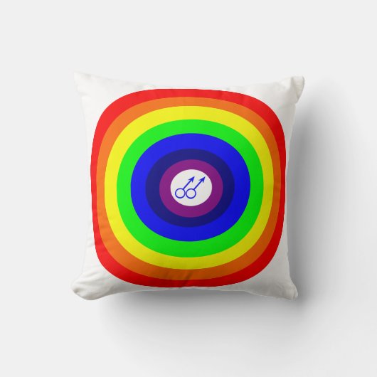 Hommes gays Coussin arc-en-ciel rond (Recto)