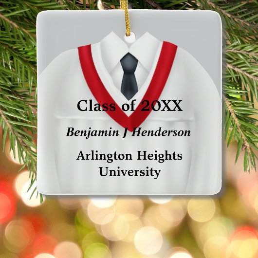 Hommes Grad Gown Blanc et Rouge Ornement