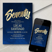 Hommes Marine Gold 70th Birthday Invitation