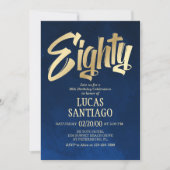 Hommes Marine Gold 80th Birthday Invitation (Devant)