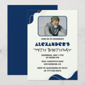 Hommes Marine White 74e anniversaire invitations (Devant / Derrière)