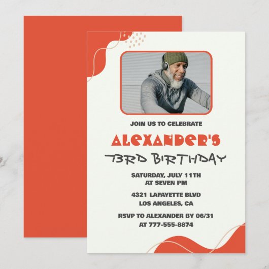 Hommes modernes 73e anniversaire invitations (Devant / Derrière)