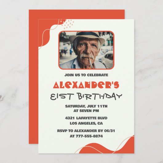 Hommes modernes invitations à 81e anniversaire (Devant / Derrière)