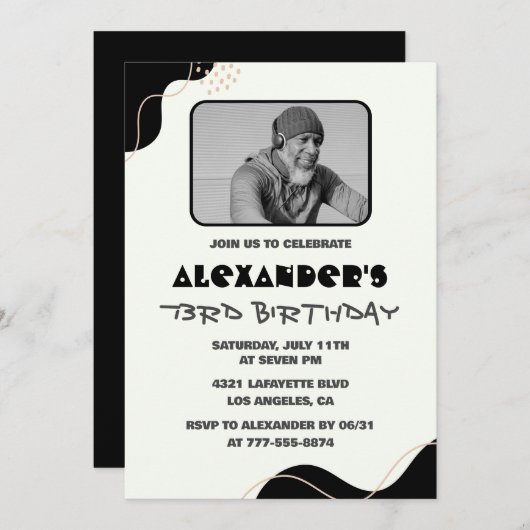 Hommes noirs 73e anniversaire invitations (Devant / Derrière)