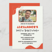 Hommes Photo 34e anniversaire invitations Modern R (Devant / Derrière)