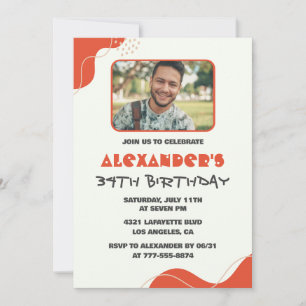Hommes Photo 34e anniversaire invitations Modern R