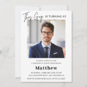 Hommes Photo 42e anniversaire invitations bleu mar (Devant)