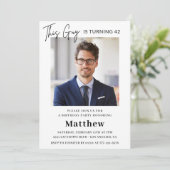 Hommes Photo 42e anniversaire invitations bleu mar (Debout devant)