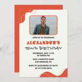 Hommes Photo 42e anniversaire invitations Modern R (Devant / Derrière)