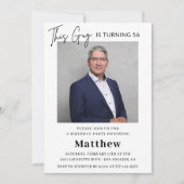 Hommes Photo 56e anniversaire invitations bleu mar (Devant)