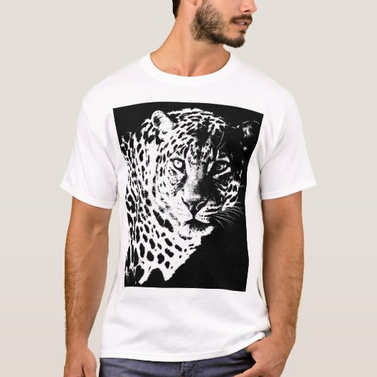 Hommes T-shirt Pop Art Modèle Animaux Tête de léop (Devant)