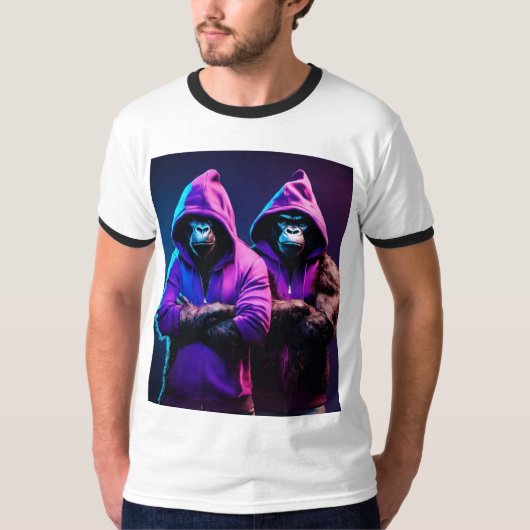 Hommes TShirt avec singes en colère (Devant)