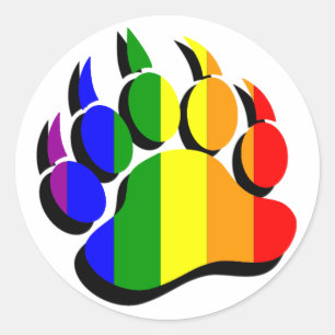 Homo Beer klauw regenboog met zwarte schaduw Ronde Sticker