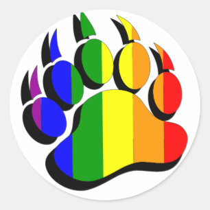 Homo Beer klauw regenboog met zwarte schaduw Ronde Sticker