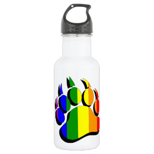 Homo Beer klauw regenboog met zwarte schaduw Waterfles