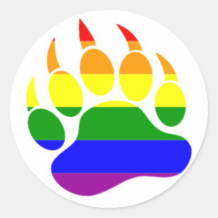 HOMO BEERPOOT/KLAUW REGENBOOGVLAG RONDE STICKER
