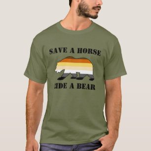 Homo beren redden een paard rijd een beer t-shirt
