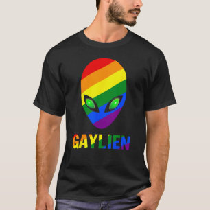 Homo buitenaardse Gay Pride LBGT Regenboog UFO Vla T-shirt