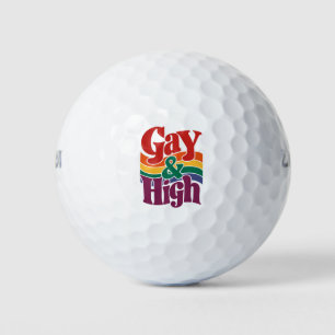 Homo en hoog retro LGBTQ trotsvlag Golfballen