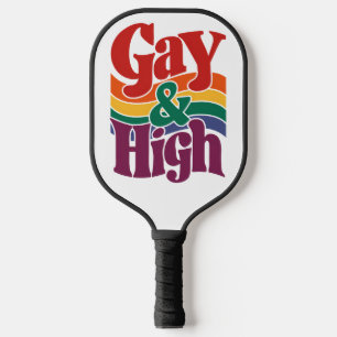 Homo en hoog retro LGBTQ trotsvlag Pickleball Paddle