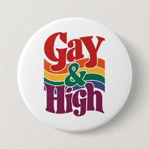 Homo en hoog retro LGBTQ trotsvlag Ronde Button 7,6 Cm