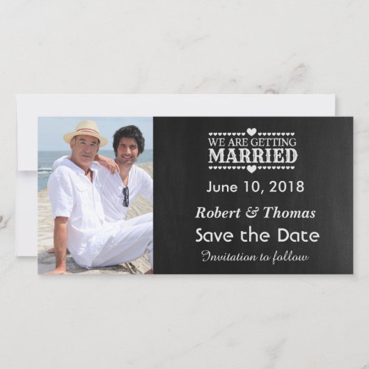 Homo foto bewaar de datum save the date (Voorkant)