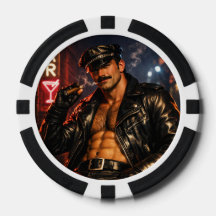Homo Leer Vader 1970s Biker Pokerfiches – Dubbel