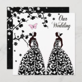 Homo & Lesbisch Bruiloft uitnodiging met twee brui (Voorkant / Achterkant)