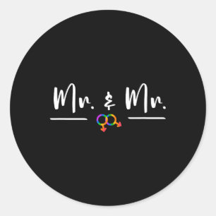 Homo-LGBT-huwelijksfeest voor Mr. en Mr. Honeymoon Ronde Sticker